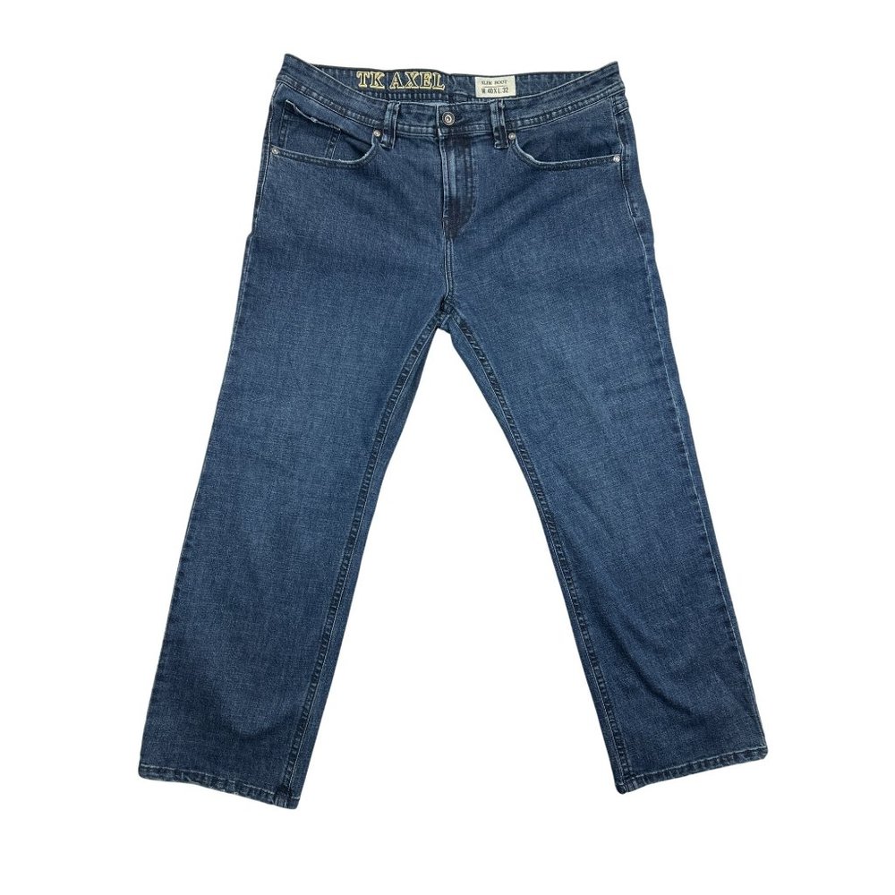 TK Axel Jeans Mens 40x32 Blue Denim‎ Slim Boot Stretch